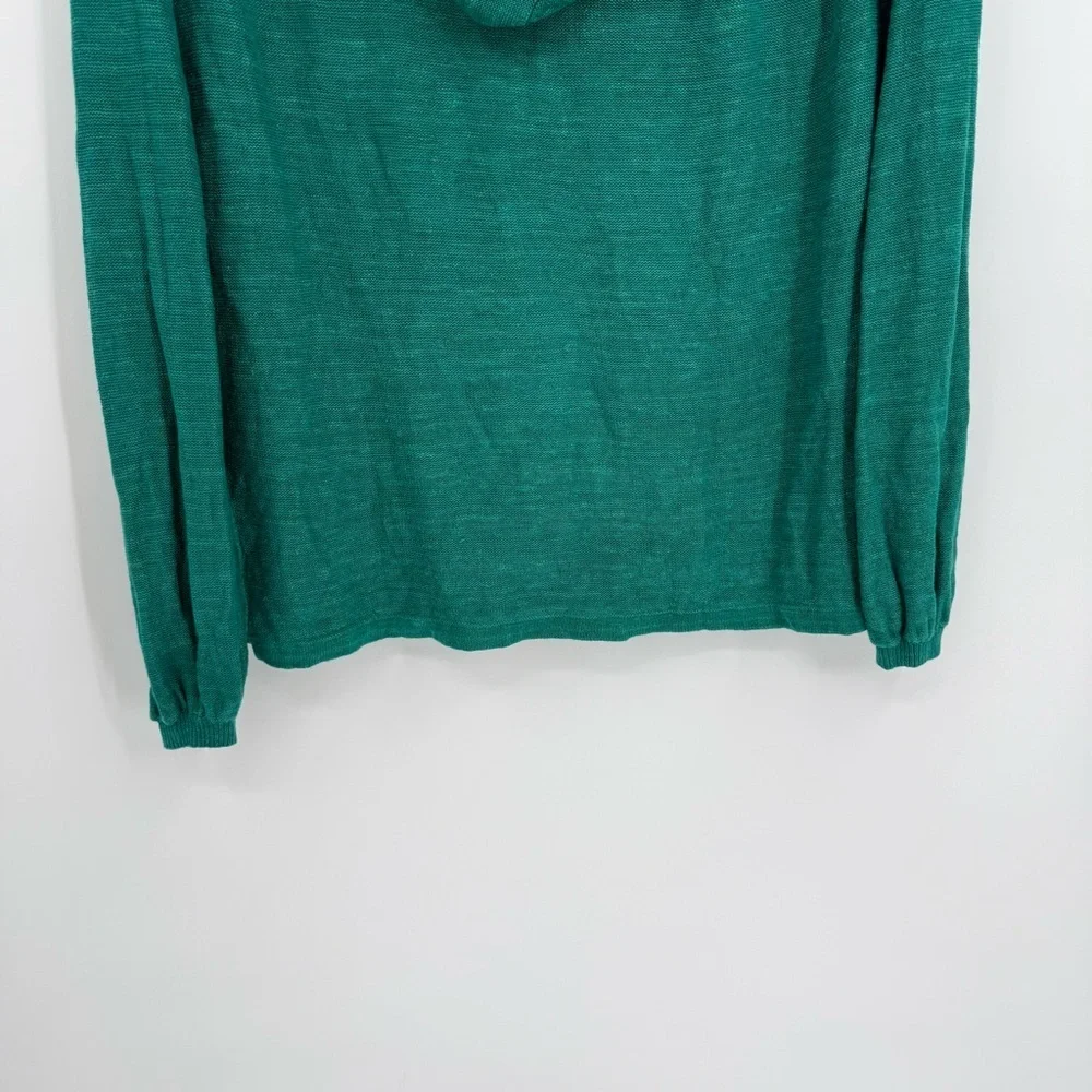 Free People Optimistic Linen Blend Green Hoodie Sweater Size Small Long Sleeves